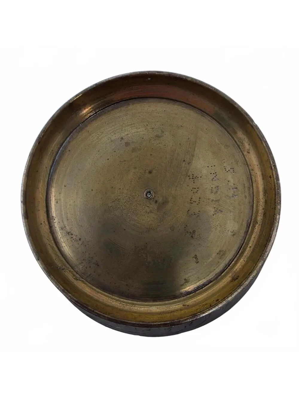 Vintage Indian Brass Pedestal Bowl Hand Engraved Floral Catchall 4.25 Inch